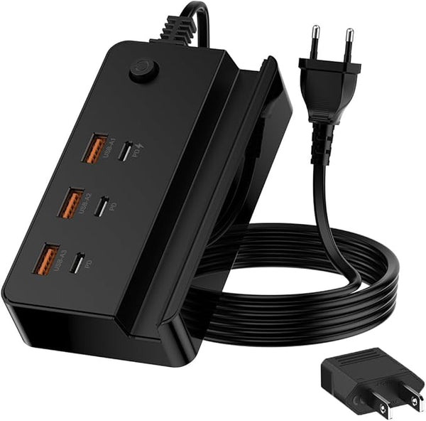 Fast Charging USB Station - 3 USB + 3 Type-C Ports.