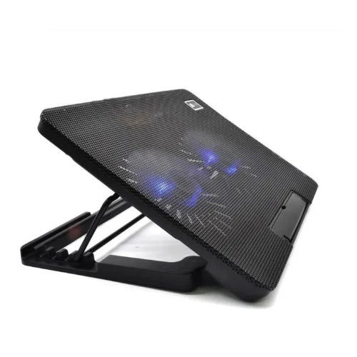 Laptop Cooling Pad with Blue LED Fans & Adjustable Stand – Up to 17 Inch