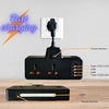 Power Sokets 3250W 10A extension board with 3 USB Ports and 1 Fast Charging Type-C port, touch light, and 2-plug power adapter.