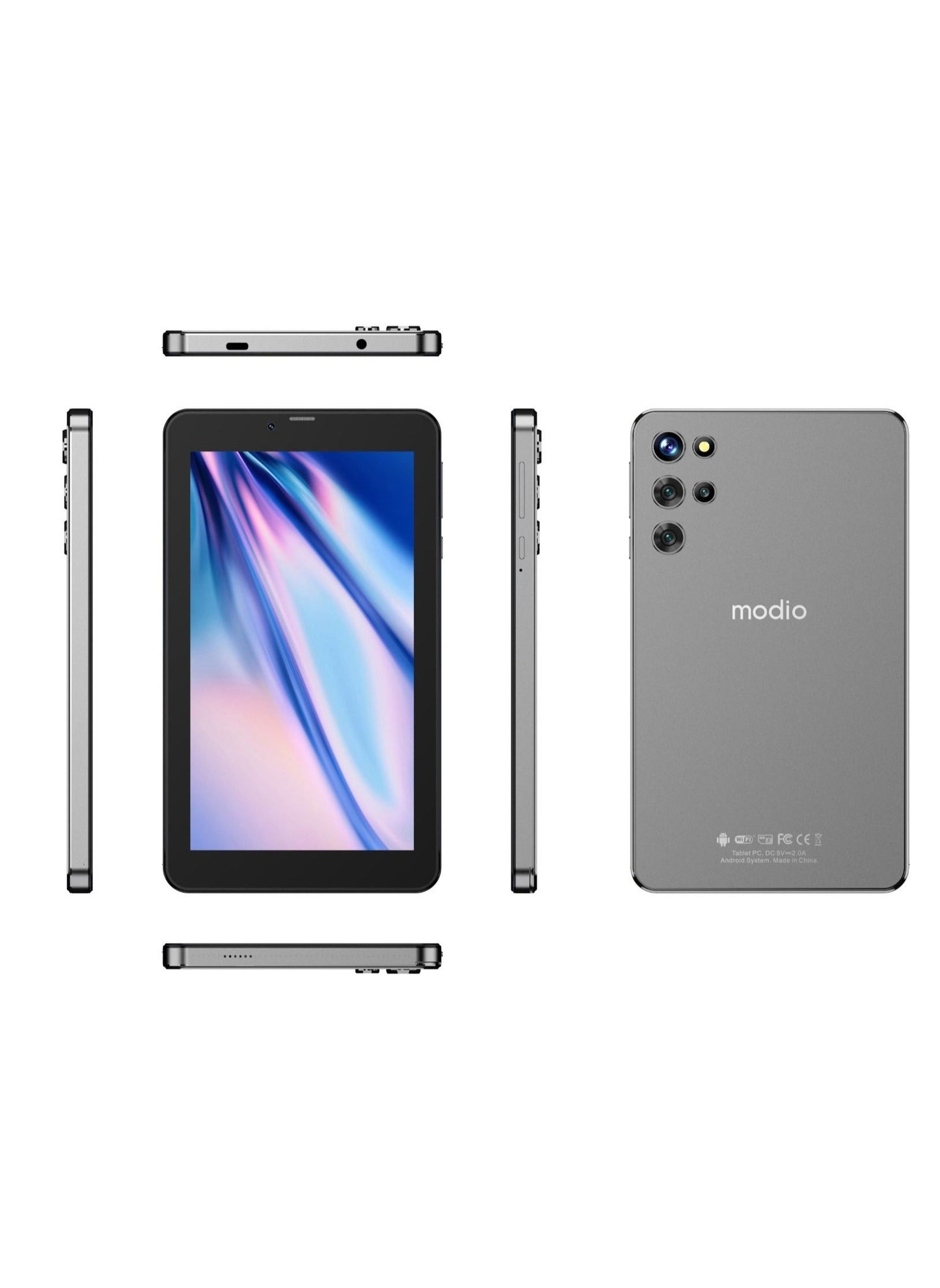 Modio M12 7-Inch HD Tablet PC, 6GB RAM, 64GB Storage, Grey