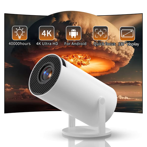 HY300 Pro Smart Projector - 4K WiFi 6 Bluetooth 5 Mini Projector with Android 11
