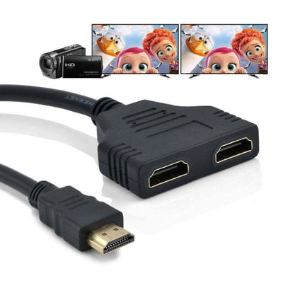 HDMI 1 Male to 2 Female Splitter Cable Adapter – 1080p 3D Switch Cable