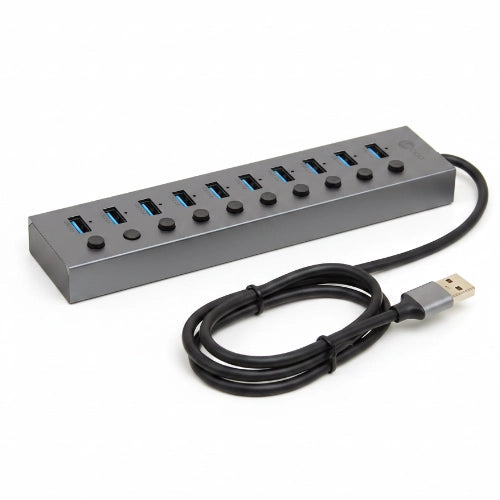 Lenovo Lecoo 10-Port USB 3.0 Hub with Individual Power Switches & Power Adapter
