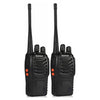 Two black walkie talkies with 'Baofeng' branding on a white background