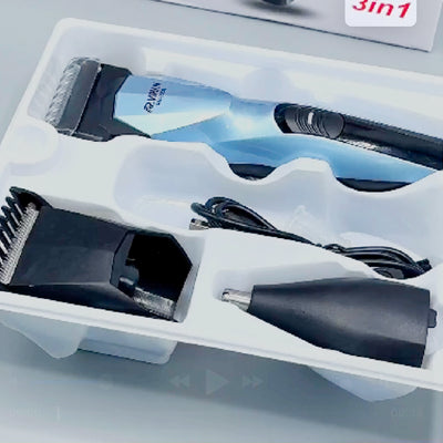 3-in-1 USB Nose Hair Trimmer & Reciprocating Shaver for Men – Nose, Ear & Facial Hair Grooming Kit