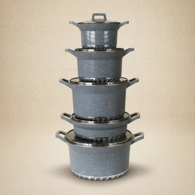 Bosch 5pcs Granite Coated Heavy Nonstick Cooking Pots With Lids