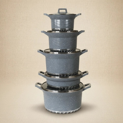 Bosch 5pcs Granite Coated Heavy Nonstick Cooking Pots With Lids