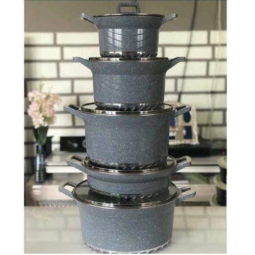 Bosch 5pcs Granite Coated Heavy Nonstick Cooking Pots With Lids