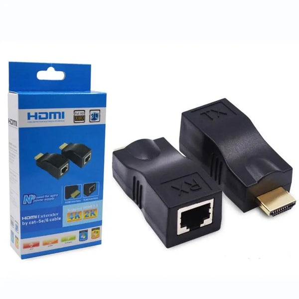 HDMI Extender over RJ45 Cat5e/6 Cable – 4K 1080p Up to 30M (TX & RX Pair)