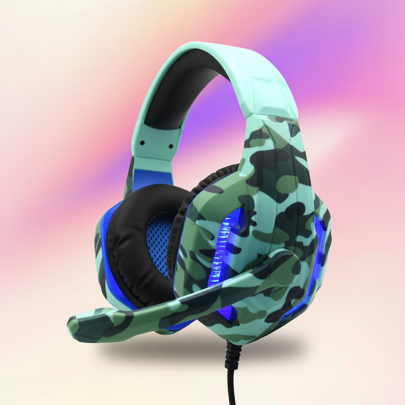 KOMC G312 Blue Camo Gaming Headset - Category Background