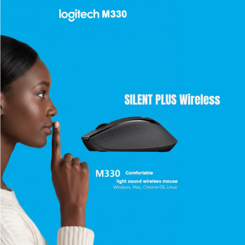 Logitech M330 Silent Plus Wireless Mouse – Quiet Click, 2.4GHz, 1000 DPI