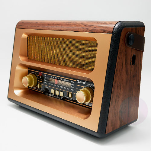 Golon Retro Radio RX-8181BT | Portable AM FM SW Bluetooth Type-C Vintage Wood