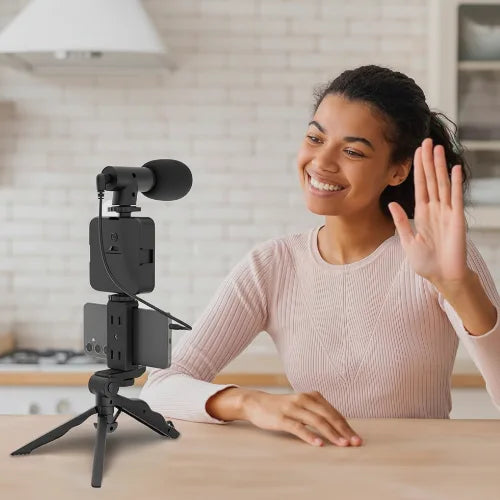 Professional Video Light & Microphone Kit with Tripod Stand – Content Creator Vlogging Kit